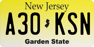 NJ license plate A30KSN