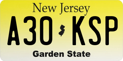 NJ license plate A30KSP