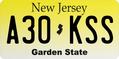 NJ license plate A30KSS