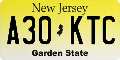 NJ license plate A30KTC