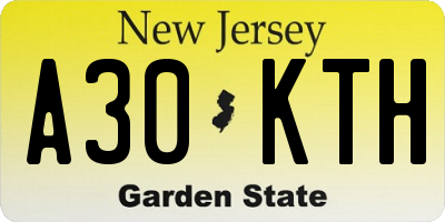 NJ license plate A30KTH