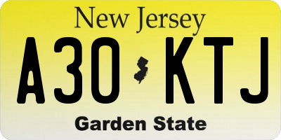 NJ license plate A30KTJ