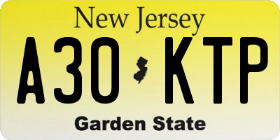 NJ license plate A30KTP