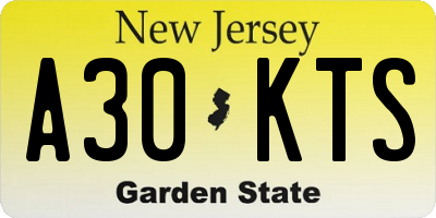 NJ license plate A30KTS