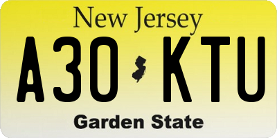 NJ license plate A30KTU
