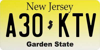 NJ license plate A30KTV