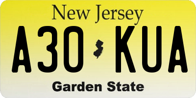 NJ license plate A30KUA
