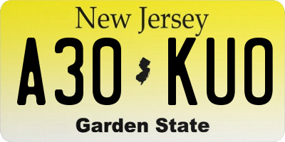 NJ license plate A30KUO