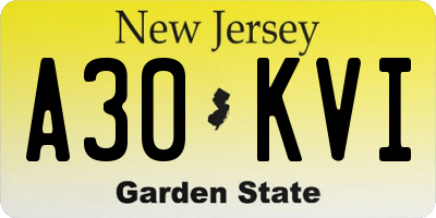 NJ license plate A30KVI