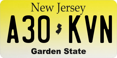 NJ license plate A30KVN