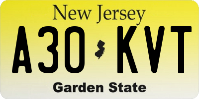 NJ license plate A30KVT