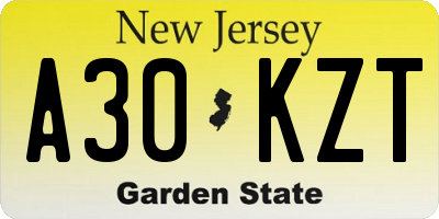 NJ license plate A30KZT