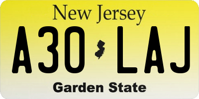 NJ license plate A30LAJ