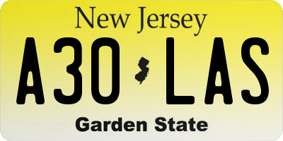 NJ license plate A30LAS