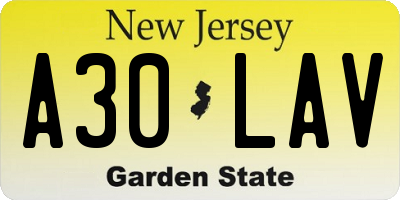 NJ license plate A30LAV
