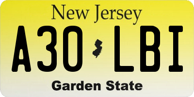 NJ license plate A30LBI