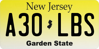 NJ license plate A30LBS