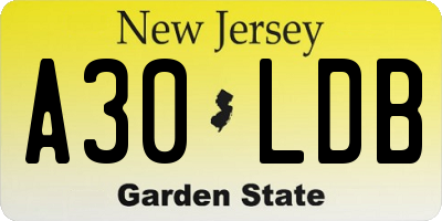 NJ license plate A30LDB