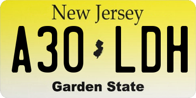 NJ license plate A30LDH