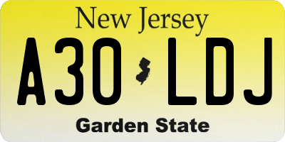 NJ license plate A30LDJ