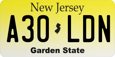 NJ license plate A30LDN