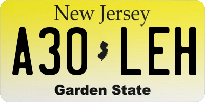 NJ license plate A30LEH