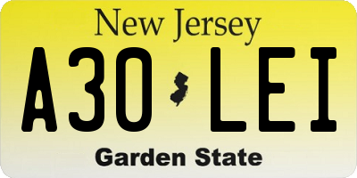 NJ license plate A30LEI