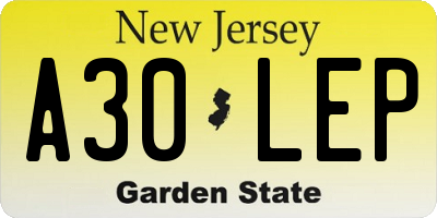 NJ license plate A30LEP