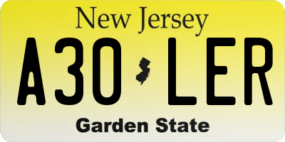 NJ license plate A30LER
