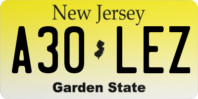 NJ license plate A30LEZ