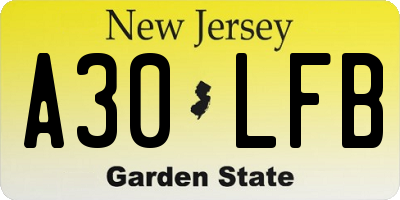 NJ license plate A30LFB