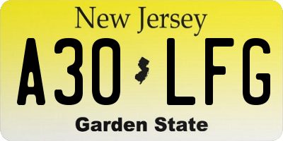 NJ license plate A30LFG