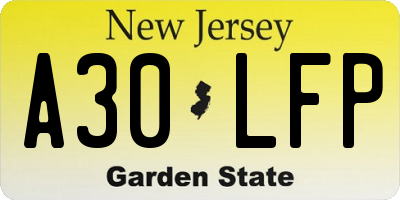 NJ license plate A30LFP
