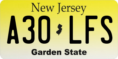 NJ license plate A30LFS