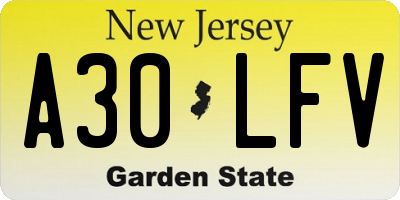 NJ license plate A30LFV