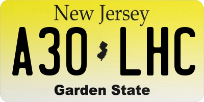 NJ license plate A30LHC