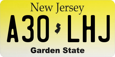 NJ license plate A30LHJ