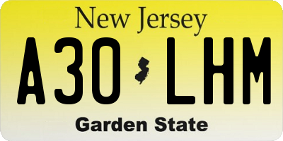 NJ license plate A30LHM