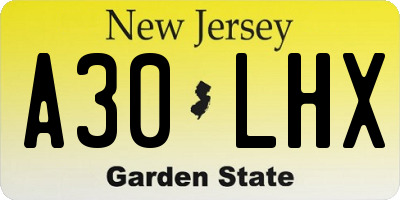 NJ license plate A30LHX