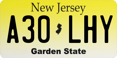 NJ license plate A30LHY