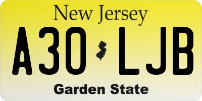 NJ license plate A30LJB