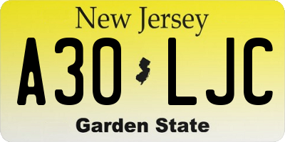 NJ license plate A30LJC