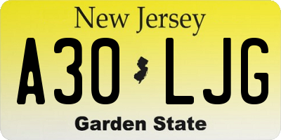 NJ license plate A30LJG