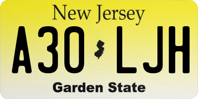NJ license plate A30LJH