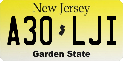NJ license plate A30LJI