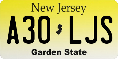 NJ license plate A30LJS