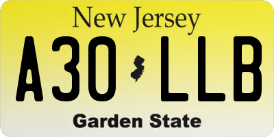 NJ license plate A30LLB
