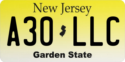 NJ license plate A30LLC