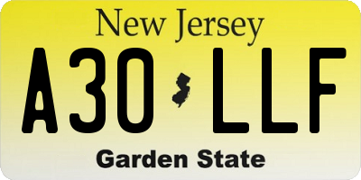 NJ license plate A30LLF