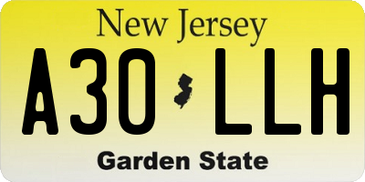 NJ license plate A30LLH